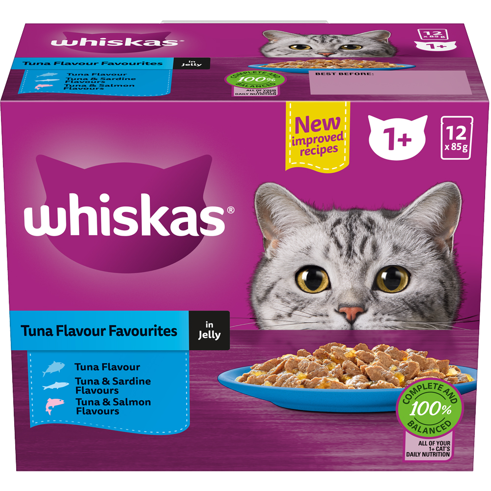 WHISKAS® 1+ Years Adult Wet Cat Food with Tuna Favourites In Jelly - 1
