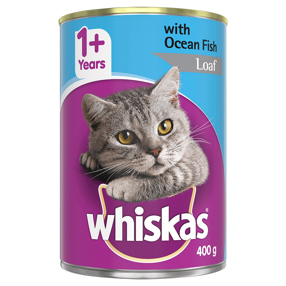WHISKAS® 1+ Years Adult Wet Cat Food with Ocean Fish Loaf 400g Can - 1