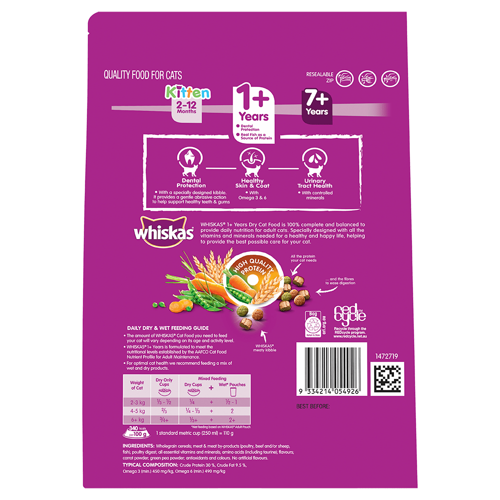WHISKAS® 1+ Years Adult Dry Cat Food with Tuna Flavour - 2