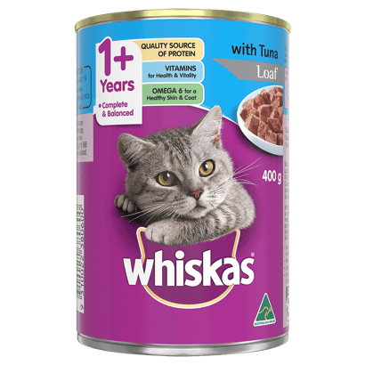 WHISKAS® 1+ Years Adult Wet Cat Food with Tuna Loaf 400g Can